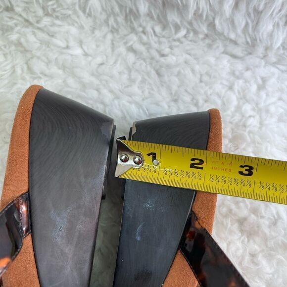 VIONIC RADIA Tortoise Patent Adjustable Strap Wedge Sandals Size 9 - Picture 3 of 10